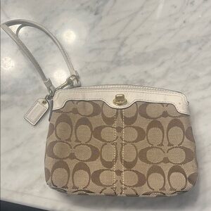 Coach Tan and Cream Signature Clutch